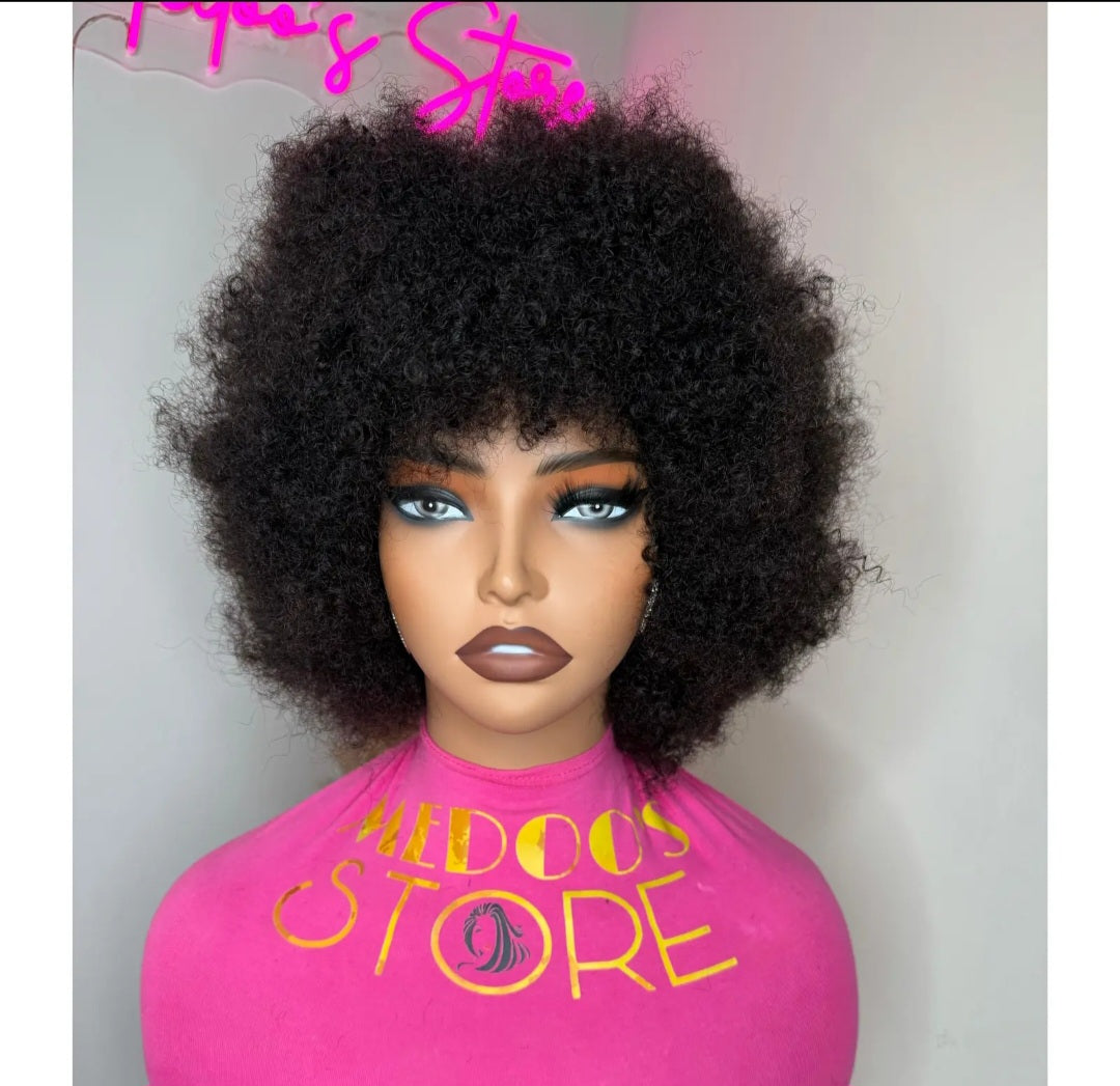 Afro curly wig 100% human hair