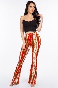 Multi color Baroque chain print flared pant