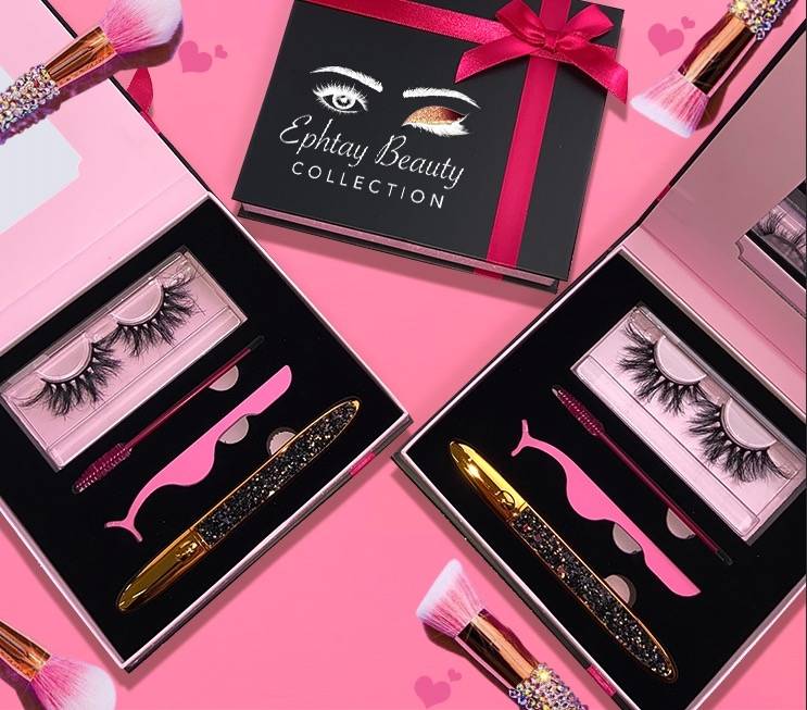 Eyelashes lashes box faux mink two tone 25mm Eyelash