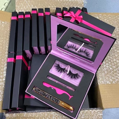 Eyelashes lashes box faux mink two tone 25mm Eyelash