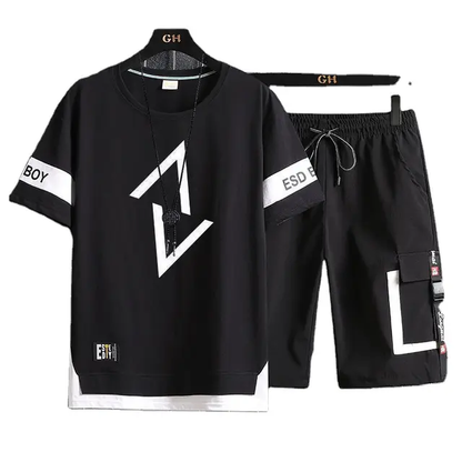 Tracksuits for men's set sleeve t-shirt +shorts