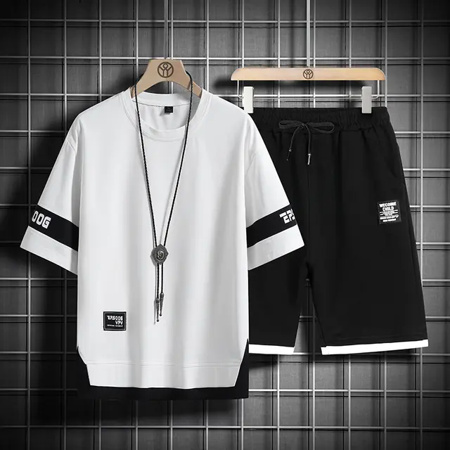 Tracksuits for men's set sleeve t-shirt +shorts