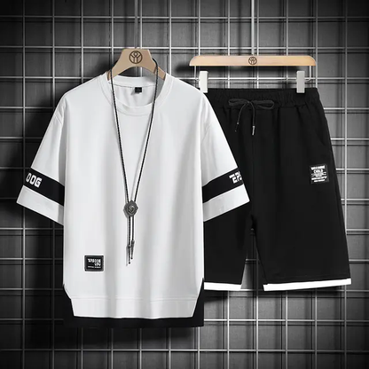 Tracksuits for men's set sleeve t-shirt +shorts