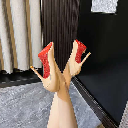 New high heels women sole rhinestone