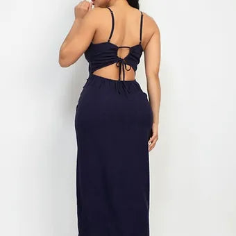 Shirred bust wrap  Tie back dress
