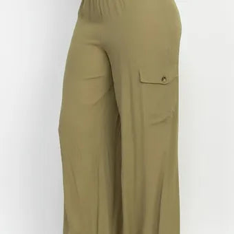 High-rise Elastic cargo pants