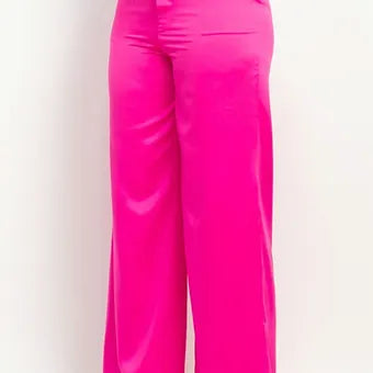 Satin High-rise wife leg pants