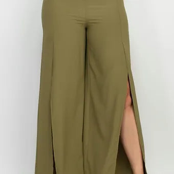 Side slit drawstring pants
