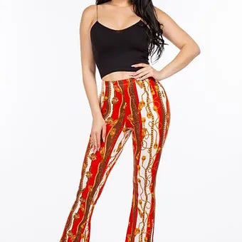 Multi color Baroque chain print flared pant
