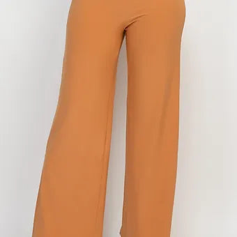 High-rise elastic slit  wide pants