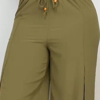 Side slit drawstring pants