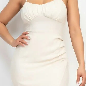 Shirred bust wrap  Tie back dress