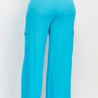 High-rise Elastic cargo pants