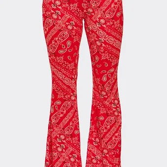 Boho bandana printed flared long pants