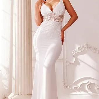 Lace Paneled Bust Maxi Dress