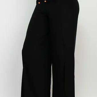 Side slit drawstring pants