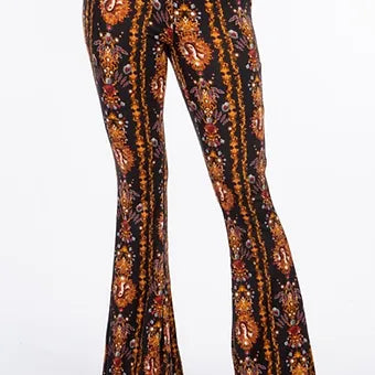 Boho venus baroque print flared pants