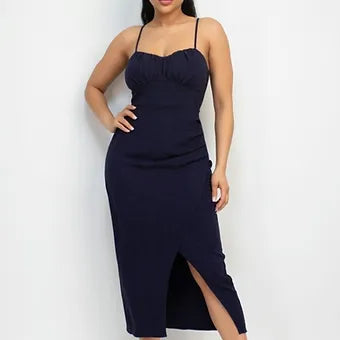 Shirred bust wrap  Tie back dress