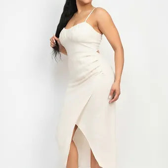 Shirred bust wrap  Tie back dress