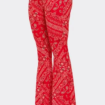 Boho bandana printed flared long pants