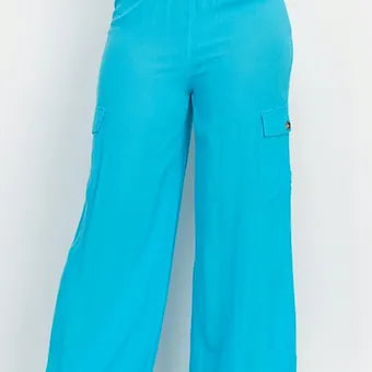High-rise Elastic cargo pants
