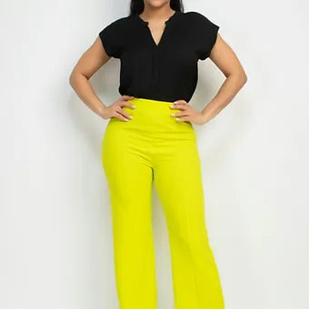 Wide led casual slit pants