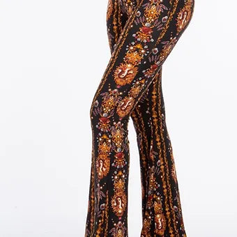Boho venus baroque print flared pants