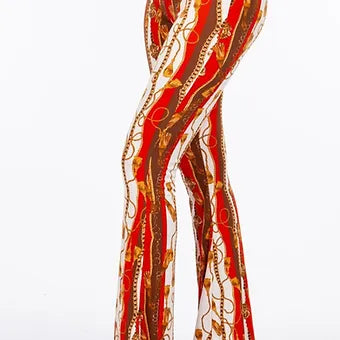 Multi color Baroque chain print flared pant