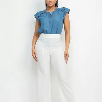 Wide led casual slit pants