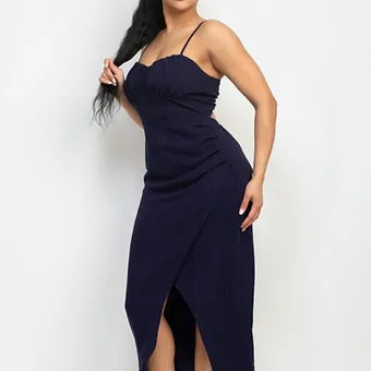 Shirred bust wrap  Tie back dress