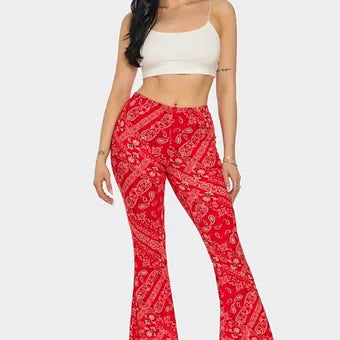 Boho bandana printed flared long pants