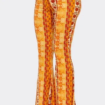 Baroque floral printed flared long pants