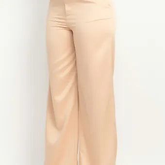 Satin High-rise wife leg pants