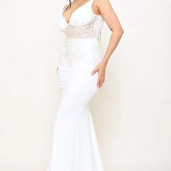 Lace Paneled Bust Maxi Dress
