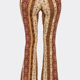 Boho floral printed flared long pants