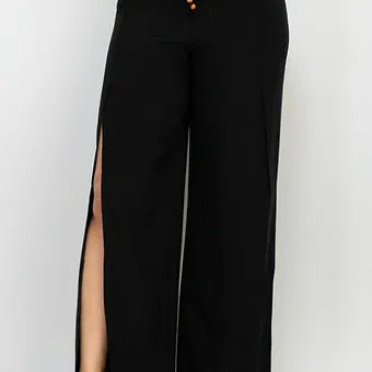 Side slit drawstring pants