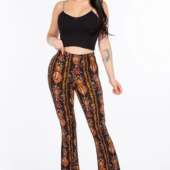 Boho venus baroque print flared pants