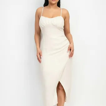 Shirred bust wrap  Tie back dress