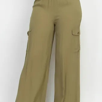 High-rise Elastic cargo pants
