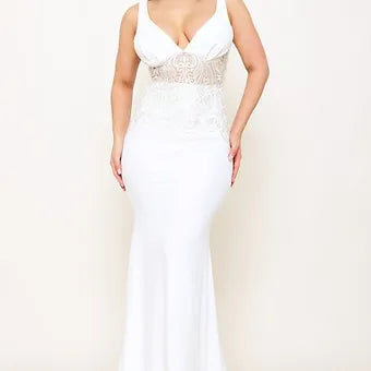 Lace Paneled Bust Maxi Dress