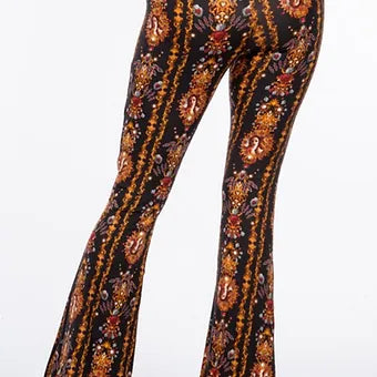 Boho venus baroque print flared pants