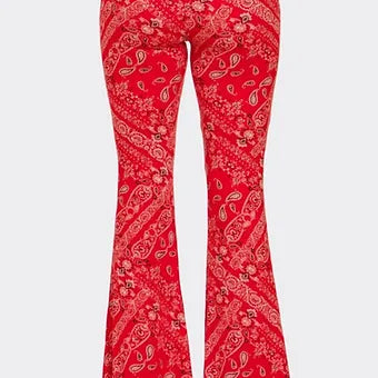 Boho bandana printed flared long pants