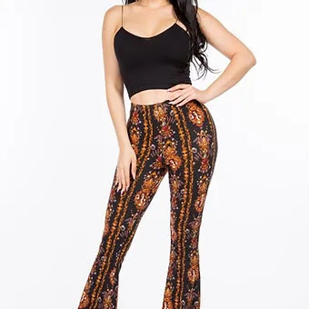 Boho venus baroque print flared pants