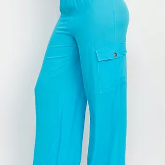 High-rise Elastic cargo pants