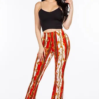Multi color Baroque chain print flared pant