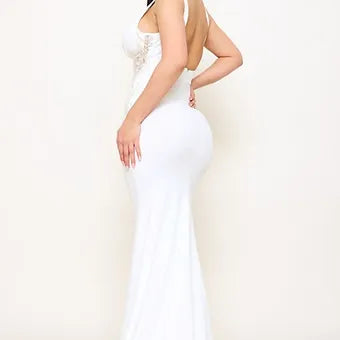 Lace Paneled Bust Maxi Dress