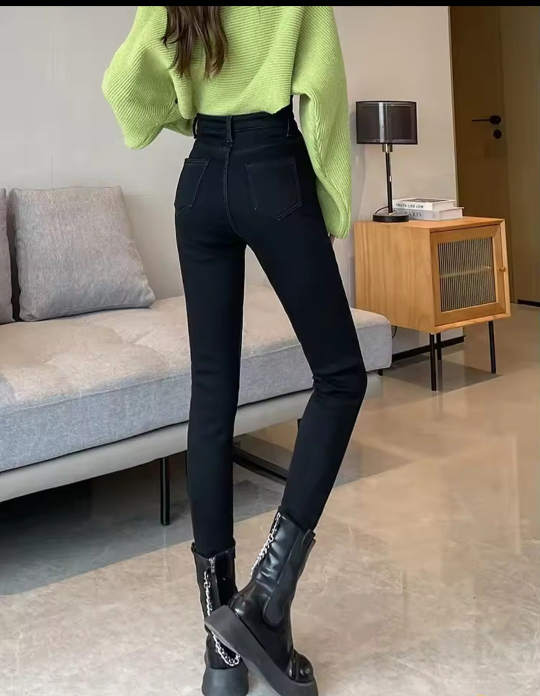 New women thick jeans fleece winter pant