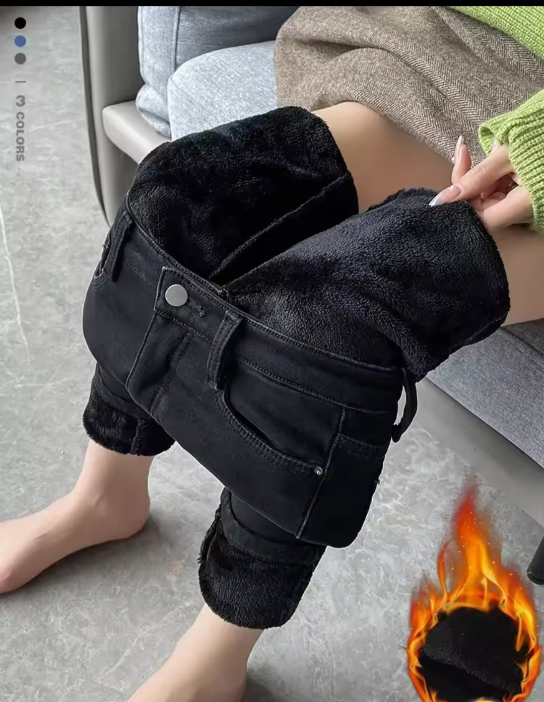 New women thick jeans fleece winter pant