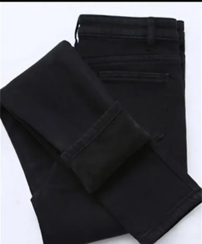 New women thick jeans fleece winter pant