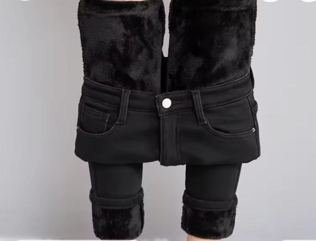 New women thick jeans fleece winter pant